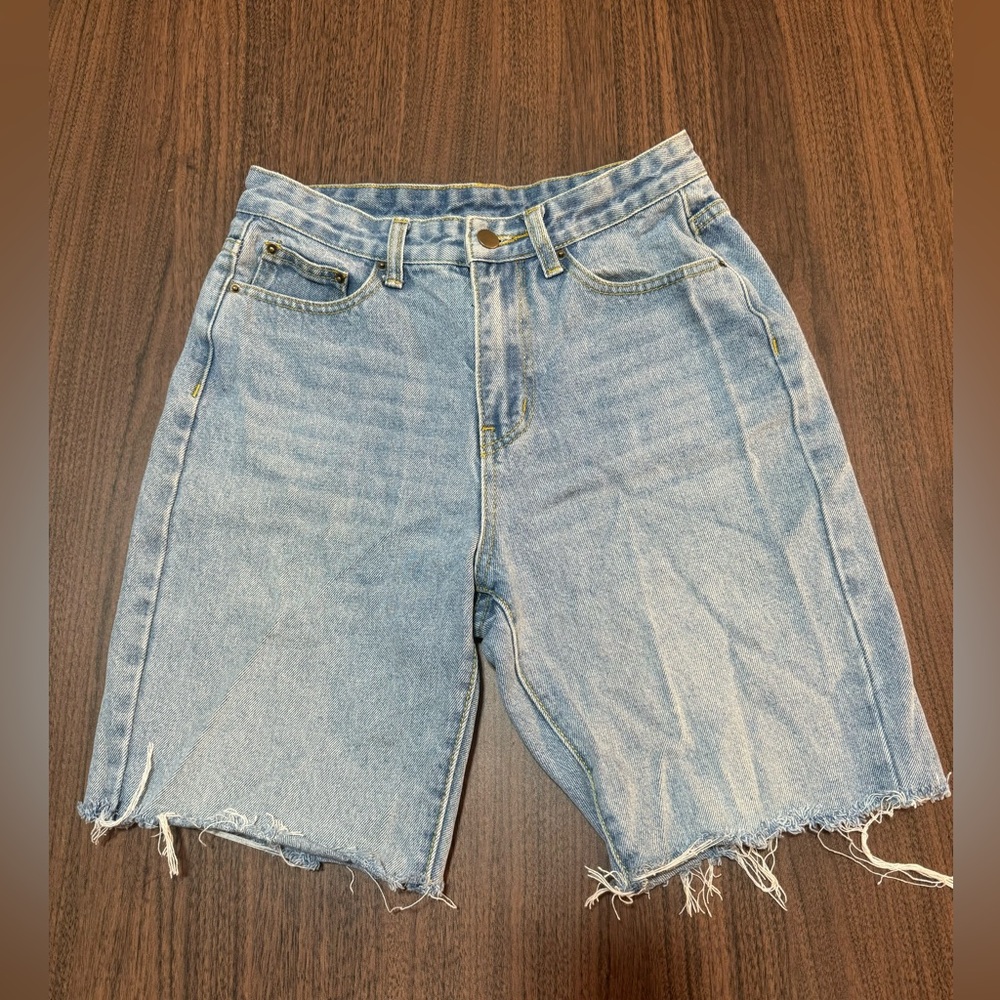 Shein High Waist Shorts Womens Blue Denim Size S